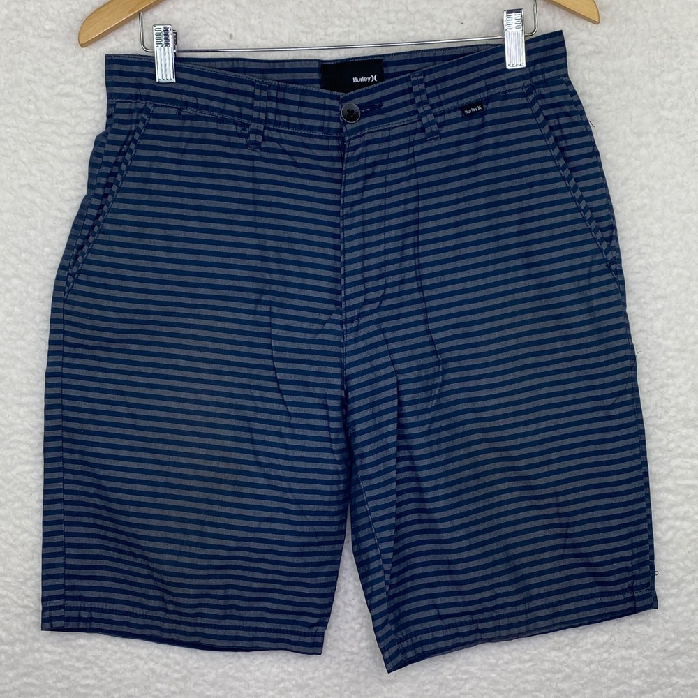 Hurley Mens Striped Chino Walk Shorts Navy Blue Grey Size 30 MWS0002990